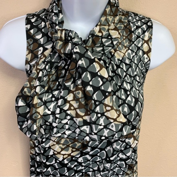Small Snakeskin Print Bow Neckline Blouse Sleeveless Stretch 4 6 - Picture 3 of 9